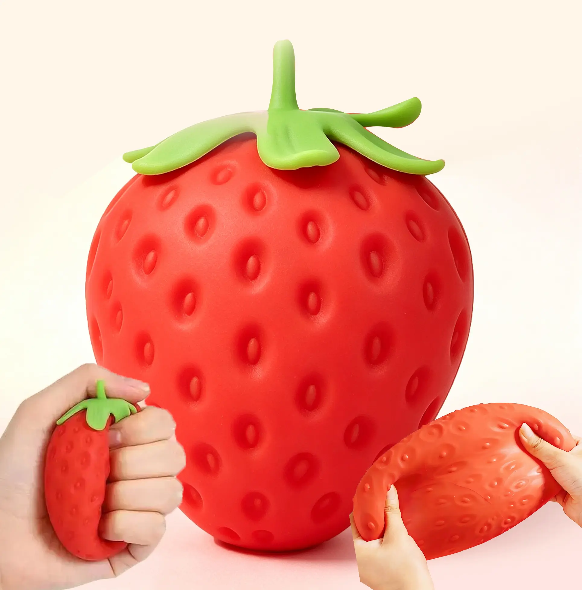 2pcs Strawberry fruit stress-relief squeeze toy, Silicone Stress Relief, stretchable, soothe emotions, relieve stress and anxiety, suitable for office, study, and entertainment, enhance concentration, creative toy, birthday gift, Squishy Stress Relief