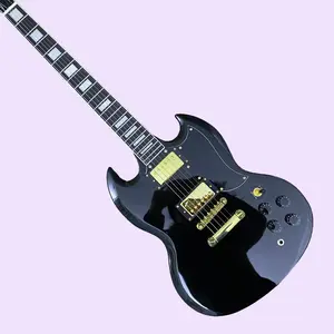 SG Guitar black 22 frets  6 strings Mahogany body with Rosewood fingerboard Gold hardware HH pickups