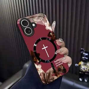 “God is within her” Psalm 46:5 — MagSafe case, vintage floral Christian cross magnetic cover for iPhone 17 — 975