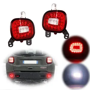 2pcs White Backup Light & Red LED Tail Rear Fog lamps Lights For 2015 2016 2017 2018 2019 2020 2021 2022 Jeep Renegade, Replace OEM 68255513AA 68255514AA 68255509AA