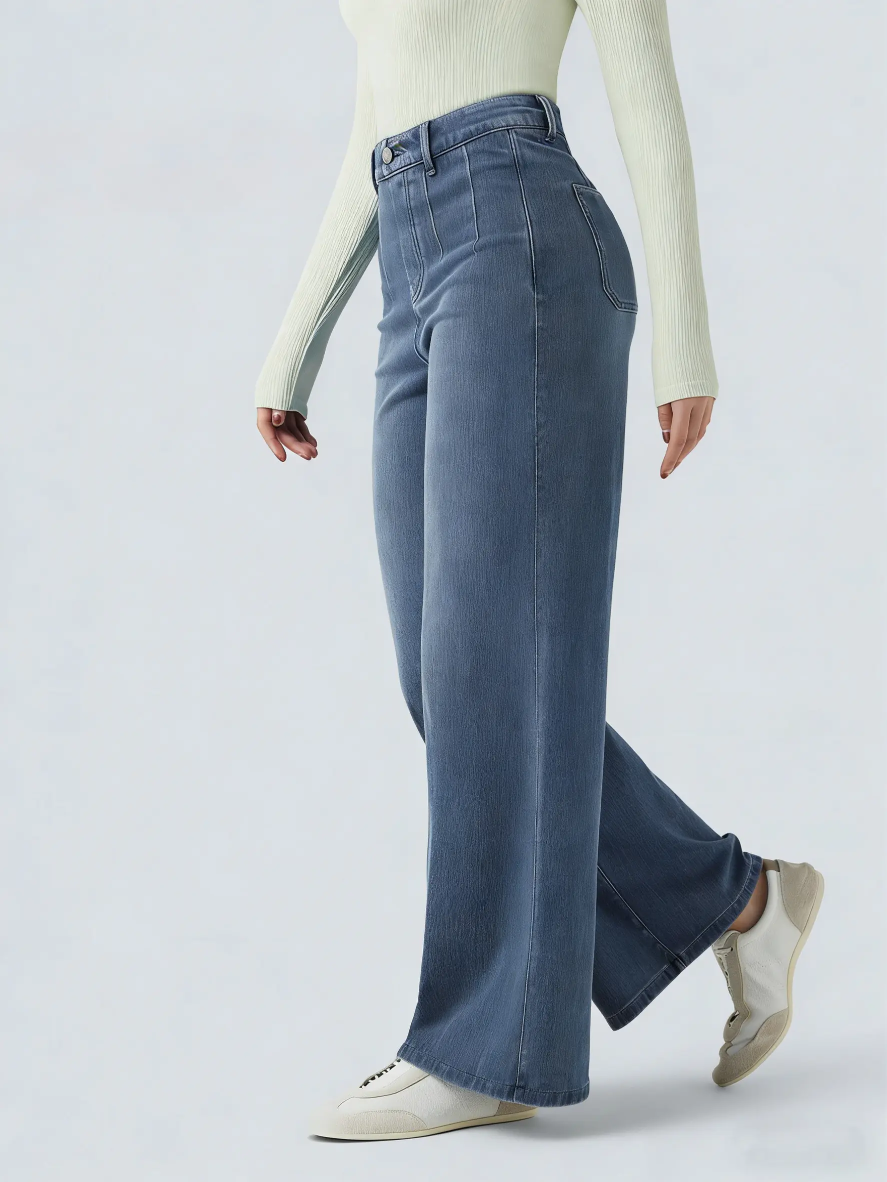 Women's High-Waist Retro Sardine Print Denim Bottoms - Dark Wash, Baggy Wide-Leg, Below-The-Ankle, 70s Inspired, Casual Streetwear All-Season Pants Jeans gaucho pants