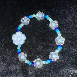 Something Blue Beaded Flower Friendship Bracelet