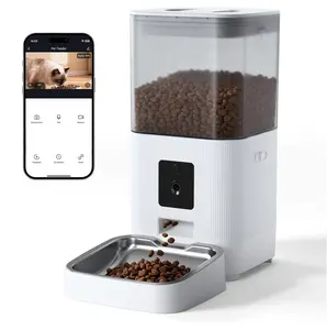Smart Automatic Pet Feeder with HD Camera, 5G WiFi App Control, Two-Way Audio, Night Vision & Portion Scheduling for Cats & Dogs,  Stainless Steel Bowl