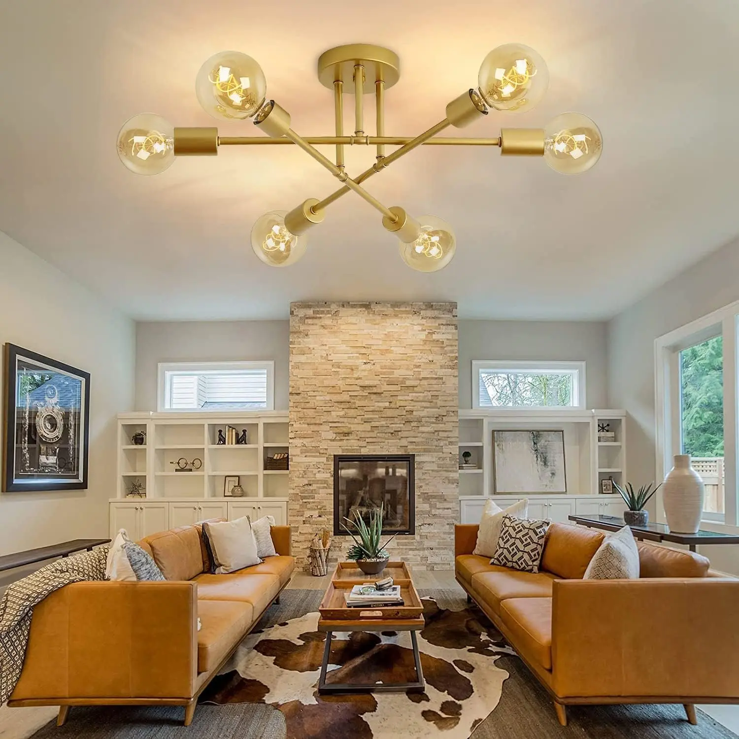 Modern Chandelier, 6-Light Ceiling Light, Indoor Lighting, Fashionable Ceiling Light for Living Room, Bedroom, Restaurant, Kitchen, Home Lighting Solution, Modern Mood Lighting, Home Decor Light