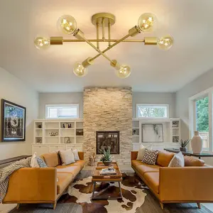 Modern Chandelier, 6-Light Ceiling Light, Fashionable Ceiling Light for Living Room, Bedroom, Restaurant, Kitchen, Home Lighting Solution, Modern Mood Lighting