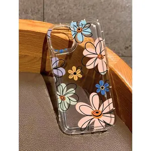 Summer 1pc Transparent Protective Case With Flower Pattern & Shock Absorbing Cushion Suitable For IPhone17/IPhone17 Air/IPhone17 Pro/IPhone17 Pro Max/16 Pro Max/15 Pro Max/14 Pro Max/13 Pro Max/12 Pro Max