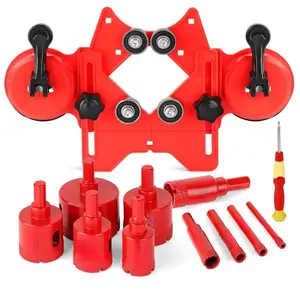 Diamond Hole Saw Kit, 11 Pcs Dry/Wet Brazing Tile Hole Saw Kit (1/4"-2") with Hole Saw Guide, Diamond Drill Bits for Ceramic, Glass, Marble, Porcelain Tile Cutter