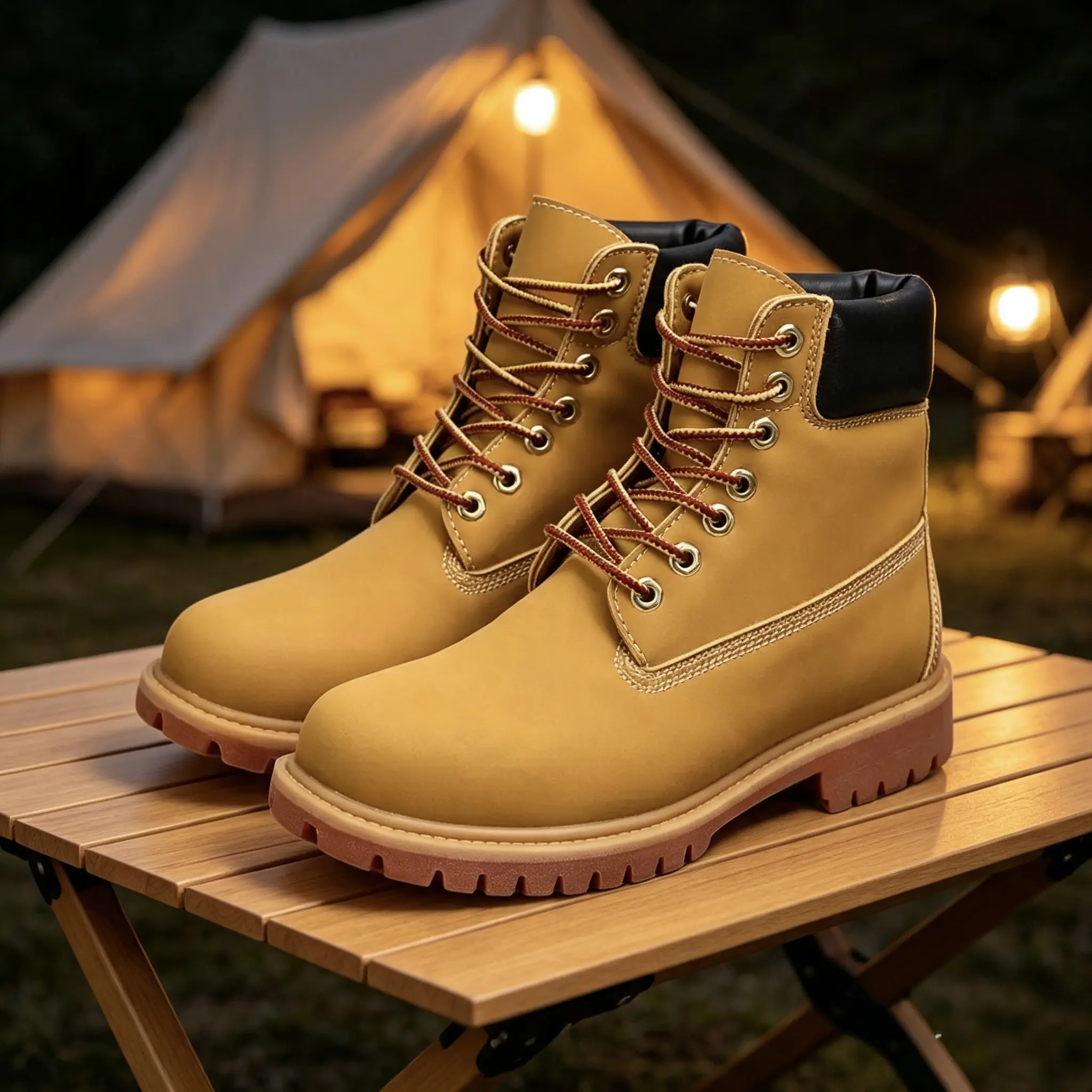 Classic Wheat Yellow High Top Ankle Boots Waterproof Non Slip Outdoor Hiking Working Footwear Wide Toe Box & Elevated Thick Platform Sole