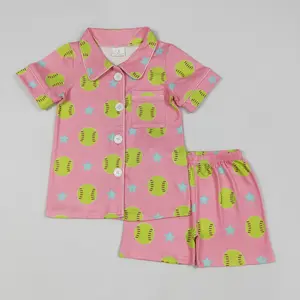 Softball Girls Short Sleeve Pajamas