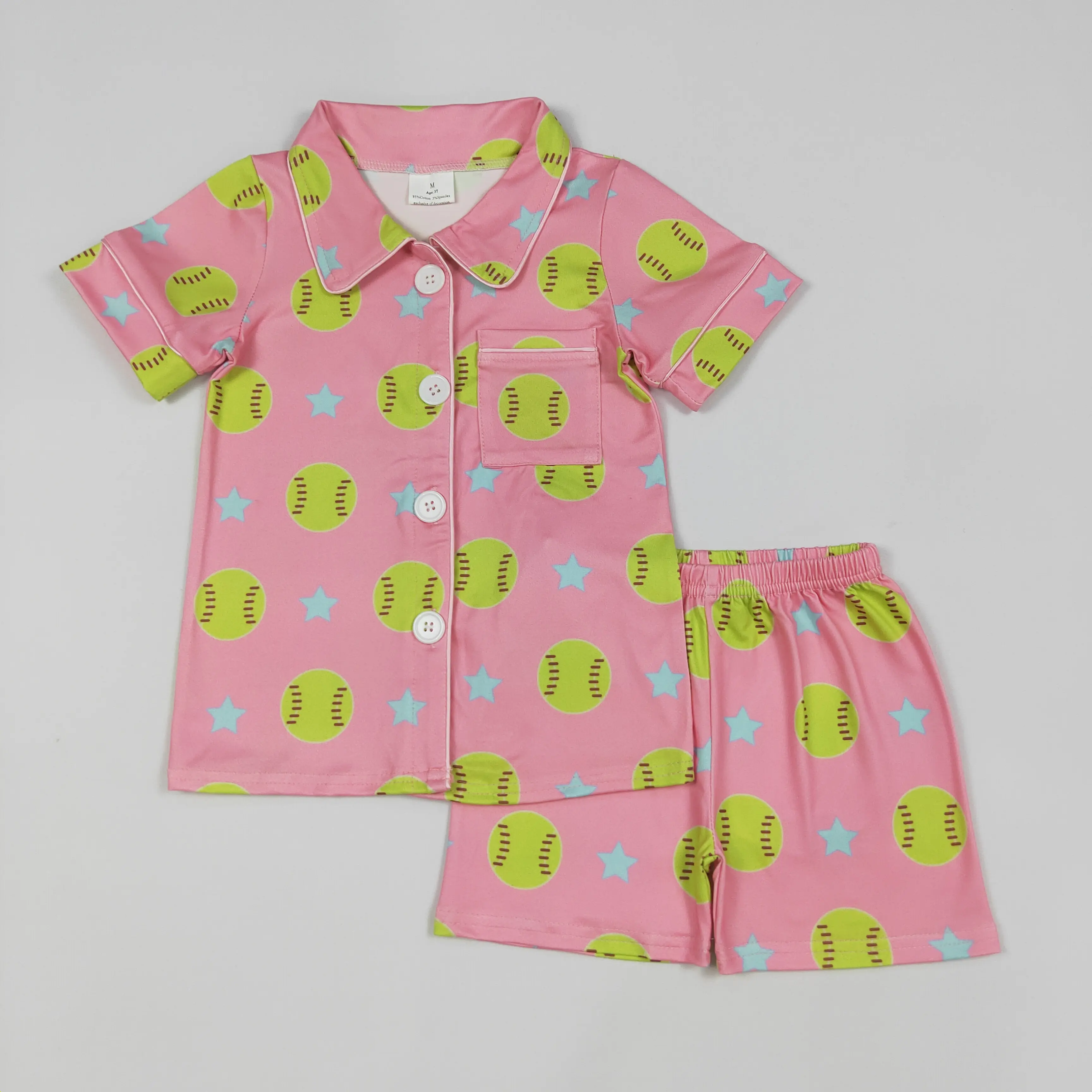 Softball Girls Short Sleeve Pajamas Softball Girls Short Sleeve Pajamas