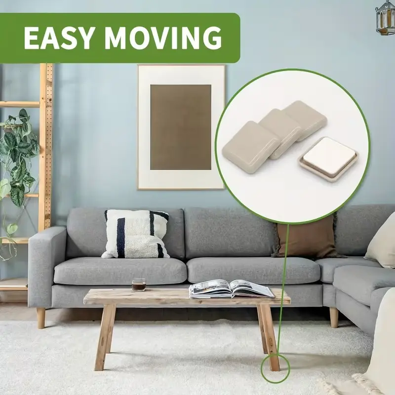 32pcs Adhesive Square Furniture Sliders, 0.98 Inch Carpet Grips for Easy Moving, Floor Protection, Ideal for Home Use