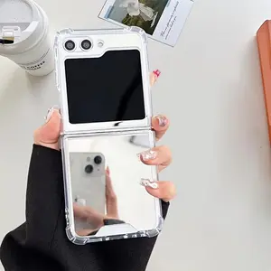 Mirror Surface Phone Case, Shockproof Phone Protective Cover, Phone Accessory Compatible with Samsung Galaxy Z Flip 3 4 5, Casing