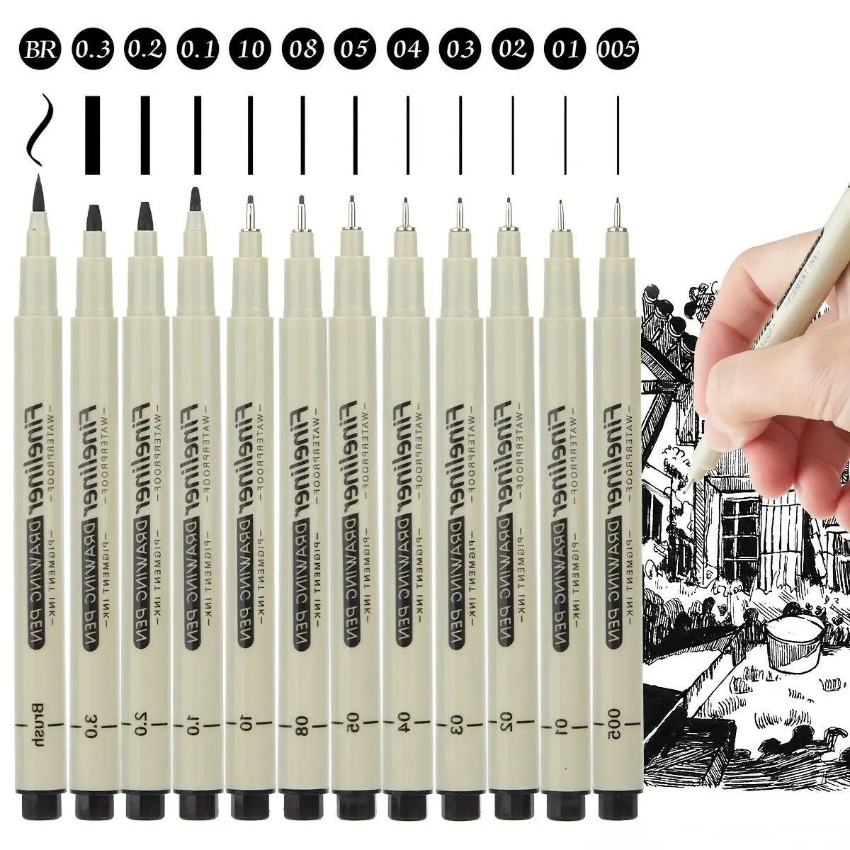 12Pcs Anime Sketch Pens Needle Tip Pen Art Hand-painted Line Pen Drawing Pen Set Art Material Student School Supplies Art Marker Set