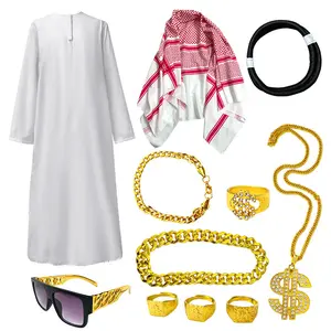 Halloween Adult Men and Women Middle Eastern Arabic Robe Men and Women Dubai Rich Emirati Saudi Prince Cosplay Performance Costume