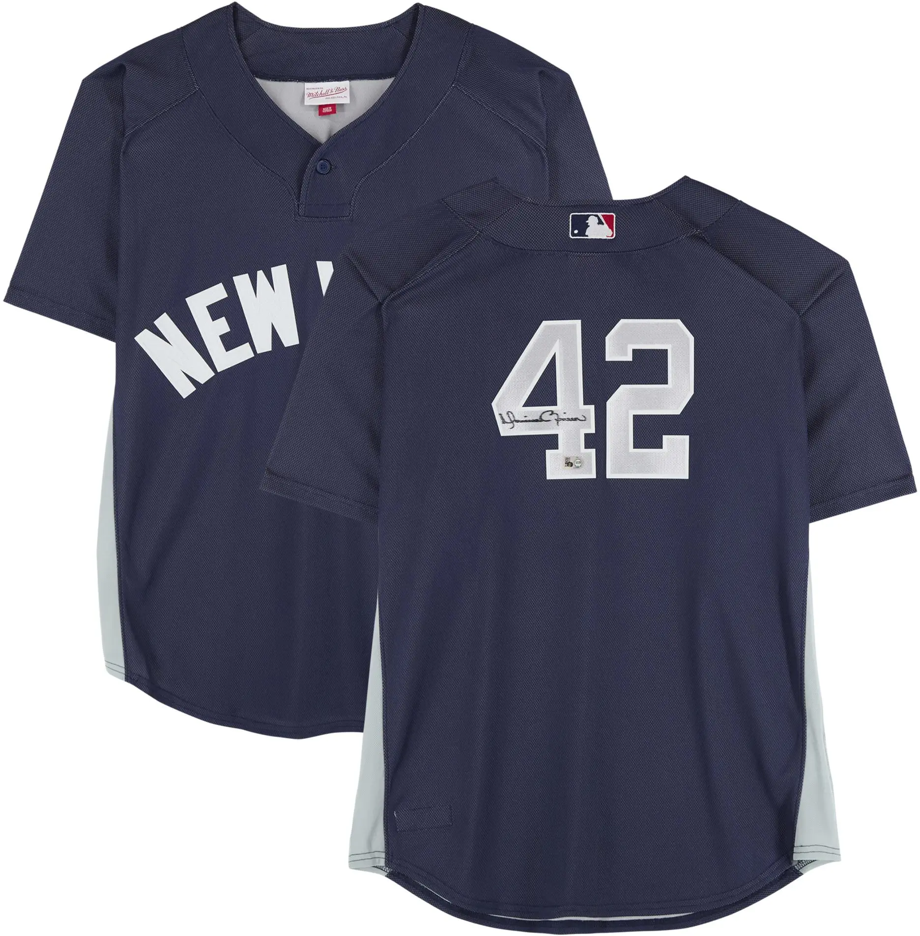 Mariano Rivera New York Yankees Autographed Blue Mitchell & Ness 2009 Batting Practice Jersey - Fanatics Authentic Certified