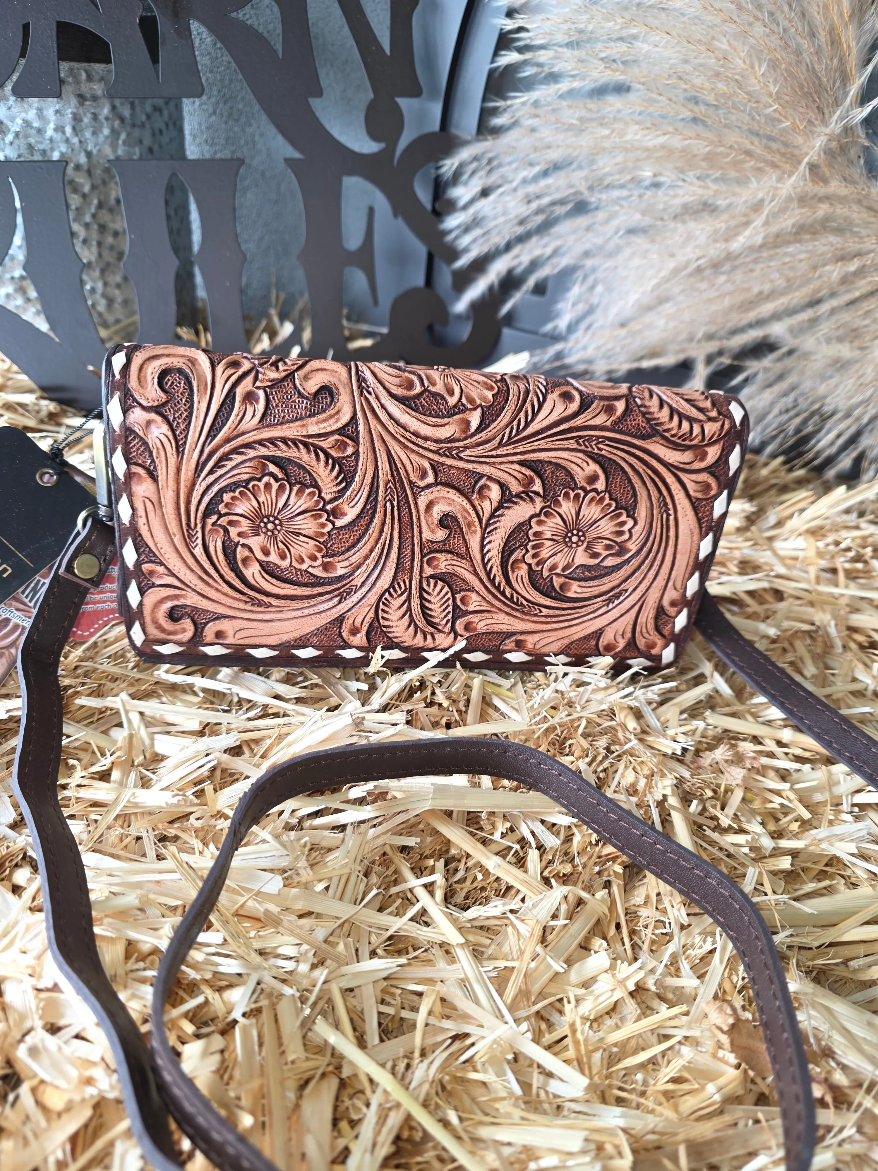 Organizer Saddle Blanket Genuine Leather Western Women Bag Handbag Purse