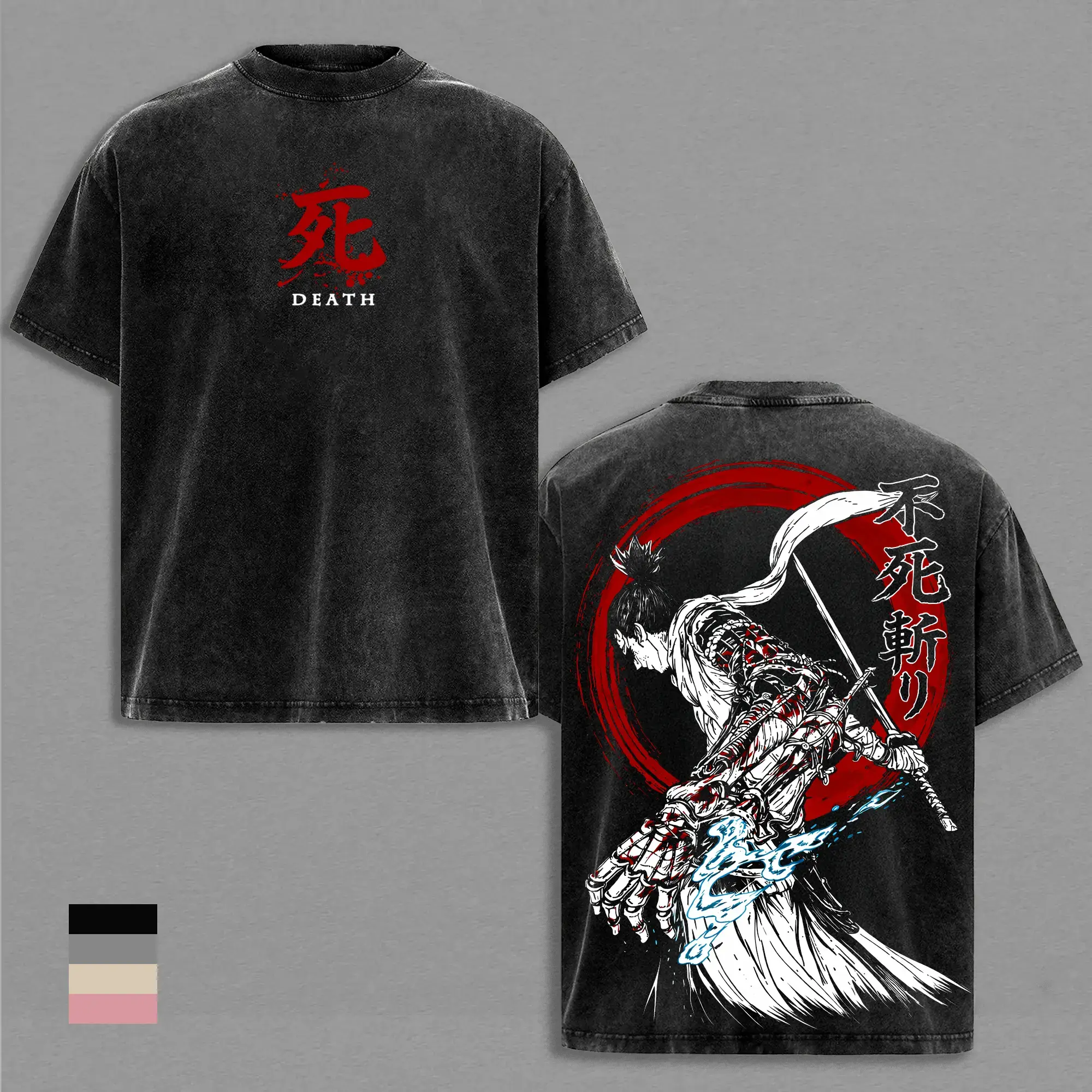 Men's Short-Sleeve Graphic Streetwear Top - "The Immortal Slayer" Gabimaru The Hollow Archive Tshirt, Shortsleeve, Menswear, Minimalist, Print, Rayon Fabric, Asymmetric Art