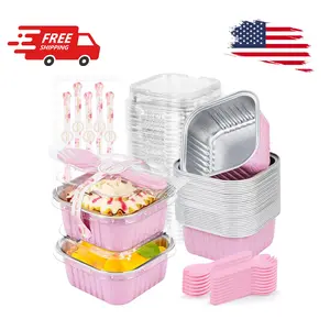 Mini Cake Pans with Lids, 5oz/150ml Mini Loaf pans (25, Pink)
