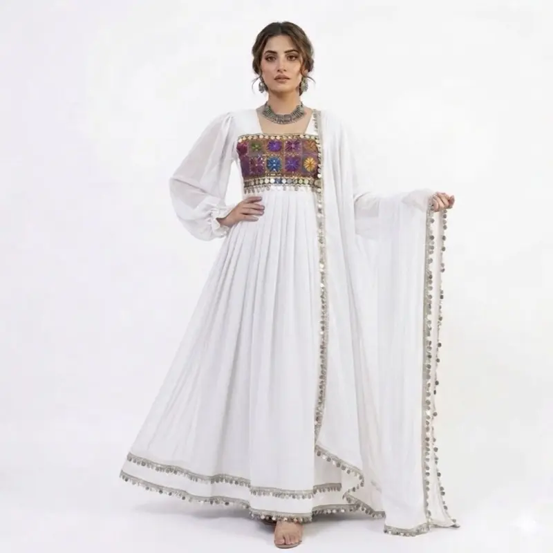 Afghani Dress for Women, Elegant Green Formal Gown with Long Sleeves and Intricate Embroidery for Parties, Elegant Party Dress, Long Sleeve, Ethnic Formal Dresses