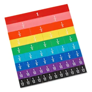 hand2mind Plastic Double-Sided Decimal and Fraction Tiles, Fraction Strips, Montessori Math Materials for Kids, Math Manipulatives 4th Grade, Math Supplies, Math Classroom Must Haves (Set of 51)