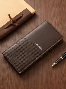 Men's PU Leather Wallet, Vintage Fashion Casual Long Wallet, Soft Vertical Multi-Card Slot Handbag, All Seasons Solid Color Zipper Design, Vintage Style Wallet, Durable Wallet