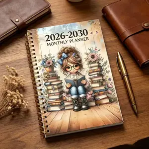 2026-2030 Monthly Planner Calendar, 5-Year Book Lover Theme Diary, Spiral Bound, 60 Months, 5.5x8.3 Inches, Women's Organizer
