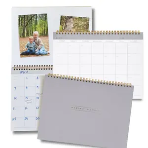 Blank Scrapbook Wall Calendar, Undated Monthly Planner, Simple Desk Calendar -DIY Scrapbook Photo Calendar -15 Sheets, Task and To-Do List Spiral Bound, Large 8.5x11", Customizable - Dark Grey