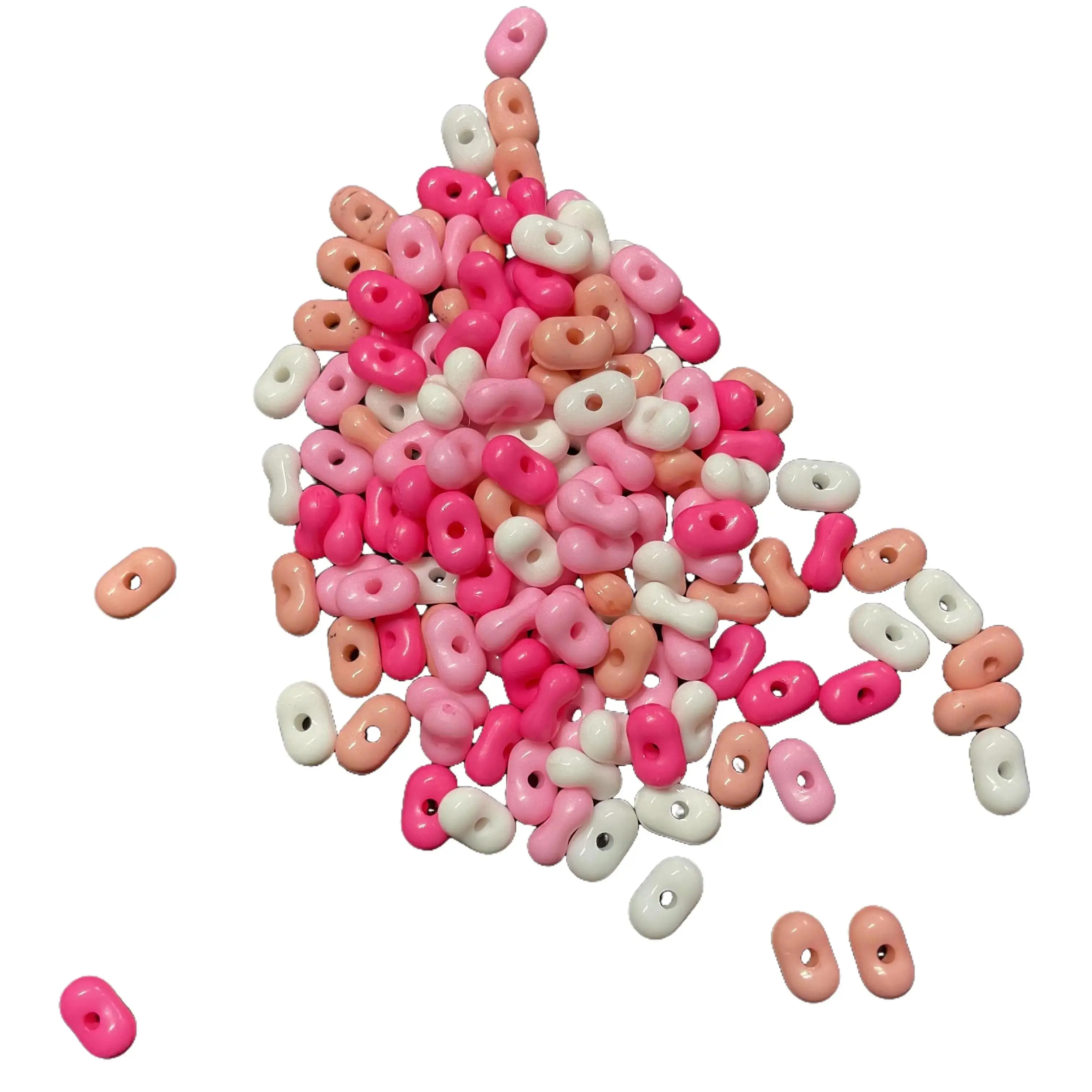 Peanut Beads 100g Mix of Pink, Tan, White for Jewelry Making - 6mm Size, Durable & Versatile for Necklaces, Bracelets & Earrings