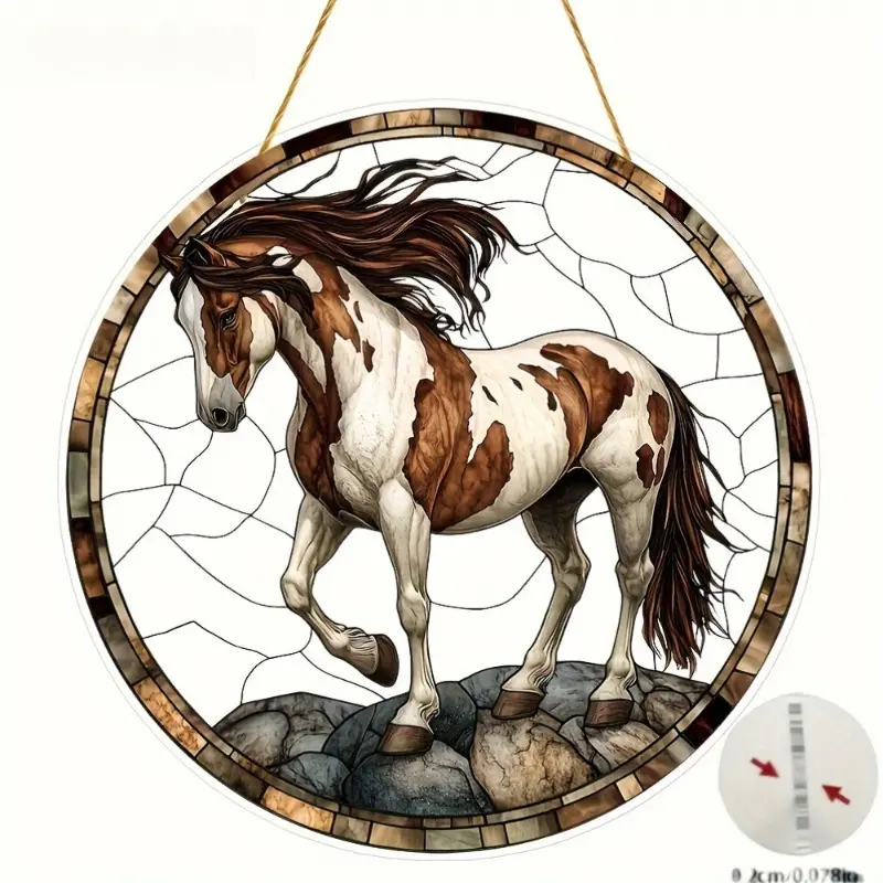 Western Wind Horse Acrylic Light Catcher, Animal Window Hanging Decoration, Horse Decorative Plaque and Ornament, Gifts for Birthdays, Weddings, Family, Friends, Horse Lovers, Suitable for Porches, Bedrooms, Garages, Cafes, Yards, Walls