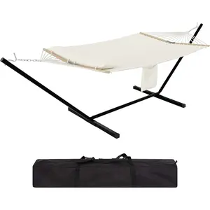[FLASH SALE] Garvee 2-Person Double Hammock with Adjustable Steel Stand, Green Banana Leaf Patio Hammock with Pillow for Garden & Camping