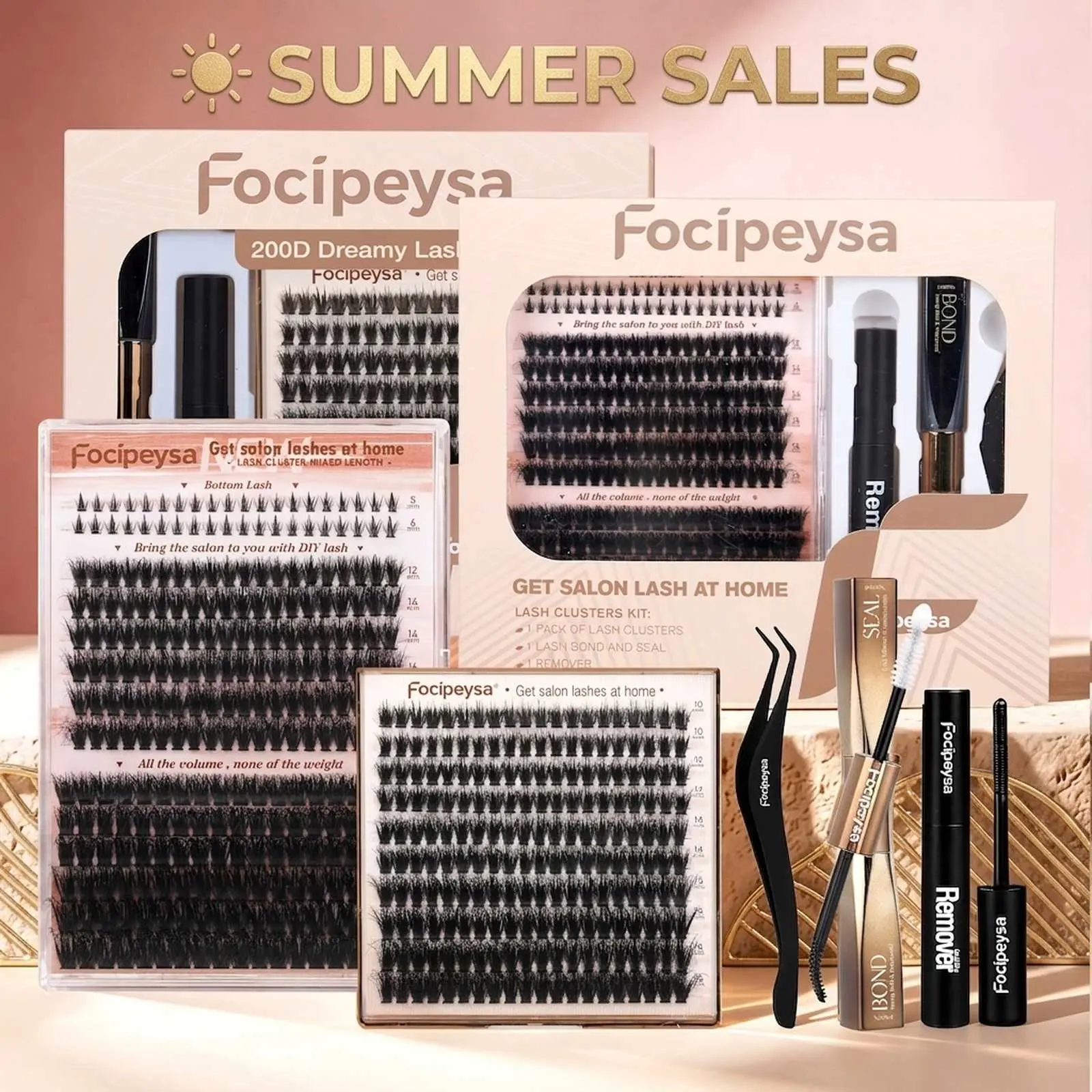 Focipeysa Dreamy Lash Clusters | 200D Volume Lash Clusters | Resuable  Clusters Lashes | Beginner Friendly | D Curl DIY Cluster Lashes for Flawless Makeup | Salon-Level Volume Lash Extensions at Home