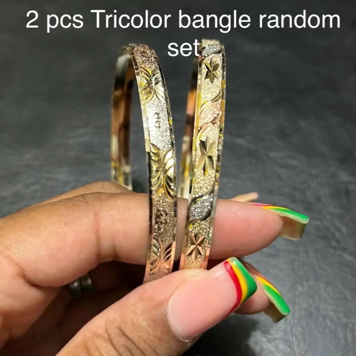 2 pcs TRI COLOR Empress Fashion Bangles ONLY - 2 pcs