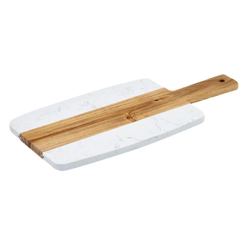 Pack of 10 Marble and Wood Cutting Board Acacia Wooden Marble Serving Tray with Handle Charcuterie Chopping Board for Kitchen