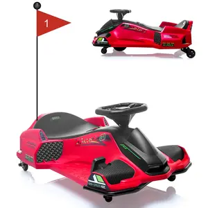 GARVEE 12V Electric Ride-On Drift Car with High/Low Variable Speed, 5 Wheels, Built-in Music, Front and Tail LED Lights, and Low-Power Alarm in Red
