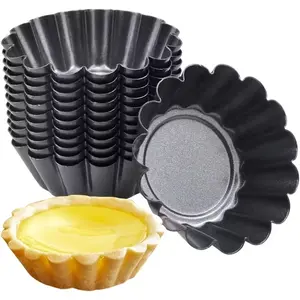 10pcs Premium Carbon Steel Egg Tart Molds, Non-Stick, High-Temperature Resistant, Easy to Clean, Perfect for Lemon Tarts, Puddings, Cakes