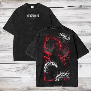 valentine shirts Men's tee Tokyo Ghoul Anime Acid Washed Oversize T-Shirt Ken Kaneki Anime Tee Gift For Him2