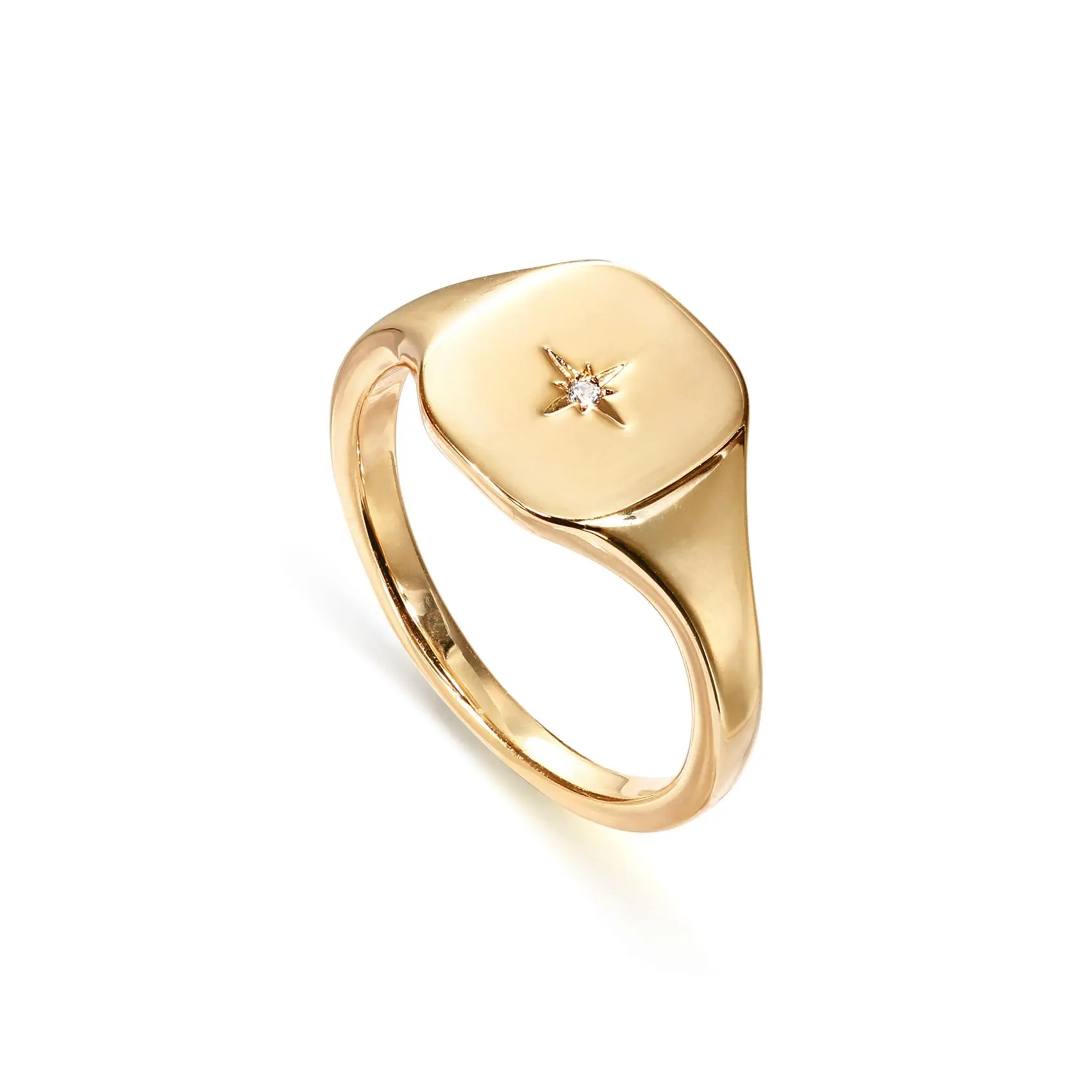 PAVOI 14K Gold Plated Signet Ring for Women - Bold Stackable Ring PAVOI 14K Gold Plated Signet Ring for Women - Bold Stackable Ring