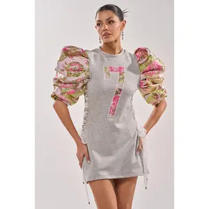 GAME CHANGER BROCADE LACE UP MINI DRESS