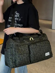 New Leopard Print Large Capacity Travel Shoulder Bag, Vintage Casual Fashion Short Trip Backpack, Sports Gym Bag, Lightweight Weekender Bag for Women & Men