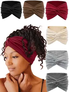 6 Pcs Wide Elastic Hairbands, Colorful Cross Knot Design, Comfortable & Stylish, Versatile Hairstyles, Perfect for All Occasions, Knotted Headband