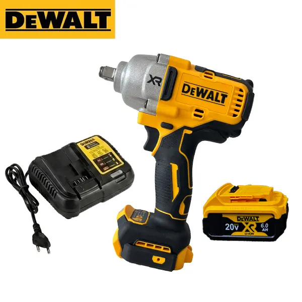 DeWalt DCF900 20V 1/2 Inch Cordless Impact Wrench Brushless High Torque Tool For Car Repair Automotive Maintenance Construction And Industrial Heavy Duty Bolt Removal Professional Use With Battery And Charger Set portable  electric Kit Variable garag,home