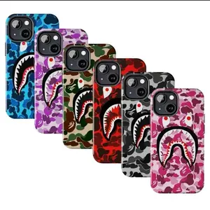 Shark Camo Collage Phone Case, Camo Shark For iPhone 17 Pro Max Air 16 15 14 13 12 11 X XS Pro Max & Samsung Galaxy S25 Ultra S24 S23 S22 S21 Plus Army Phone Case, Miritary Phone Case, Unique Accessories, Gifts, Preppy And Cute