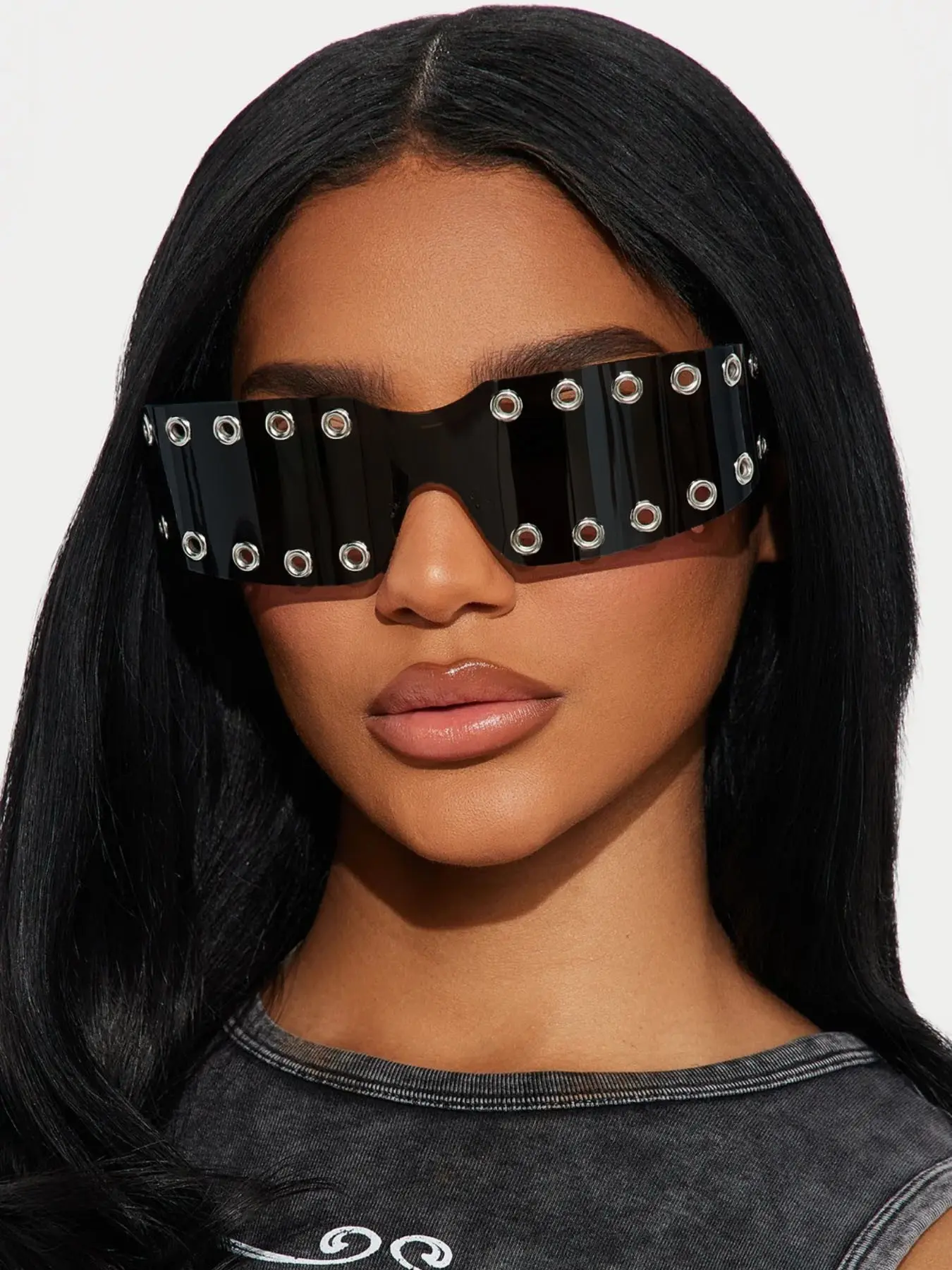 Unisex Cyberpunk Y2K Style Glasses, Frameless Fashion Eyewear for Daily Wear, Street Photography, Vacation, Travel, Party, School Events, Modern Trendy Sunglasses