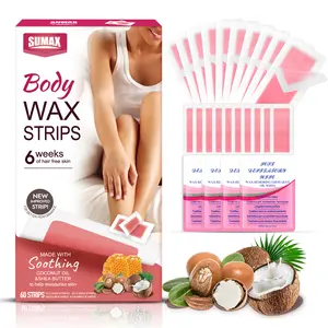 Wax Strip Hair Removal Kit, 60 Portable Body Wax Strips for Face Armpits Legs Eyebrows Bikini Area, Easy to Use at Home
