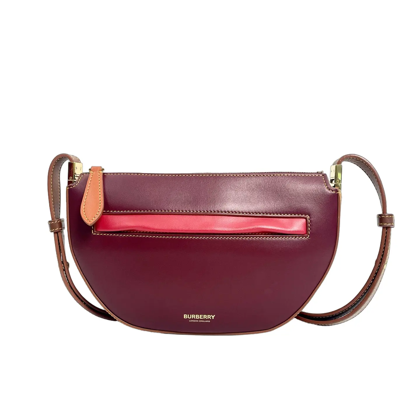 Pre-owned leather Crossbody Bags Burberry Red Olympia Crossbody Shoulder Bag with Gold Accents