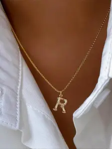Simple Letter Detail Pendant Necklace for Women, Fashion Jewelry for Party, Daily Clothing Decor, Trendy All-match & Exquisite Jewelry for Birthday Gift