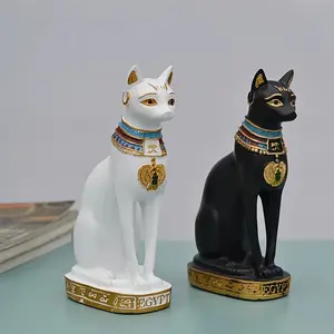 [2pcs Egyptian Cat Statue Ornaments] 2pcs Carefully Selected Egyptian Cat Travel Souvenirs Cat Statue Ornaments Egyptian Cat Statue Statue Decoration Retro Cat Goddess Statue Home Garden Mini Animal Ornaments Resin Crafts Room Figurine