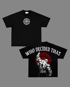 Escanor Seven Deadly Sins Tee Tee – “Who Decided That?” Vintage Washed Oversized Heavyweight Cotton Anime Graphic Tee, Unisex Animecore Streetwear Gift for Escanor & Anime Fans