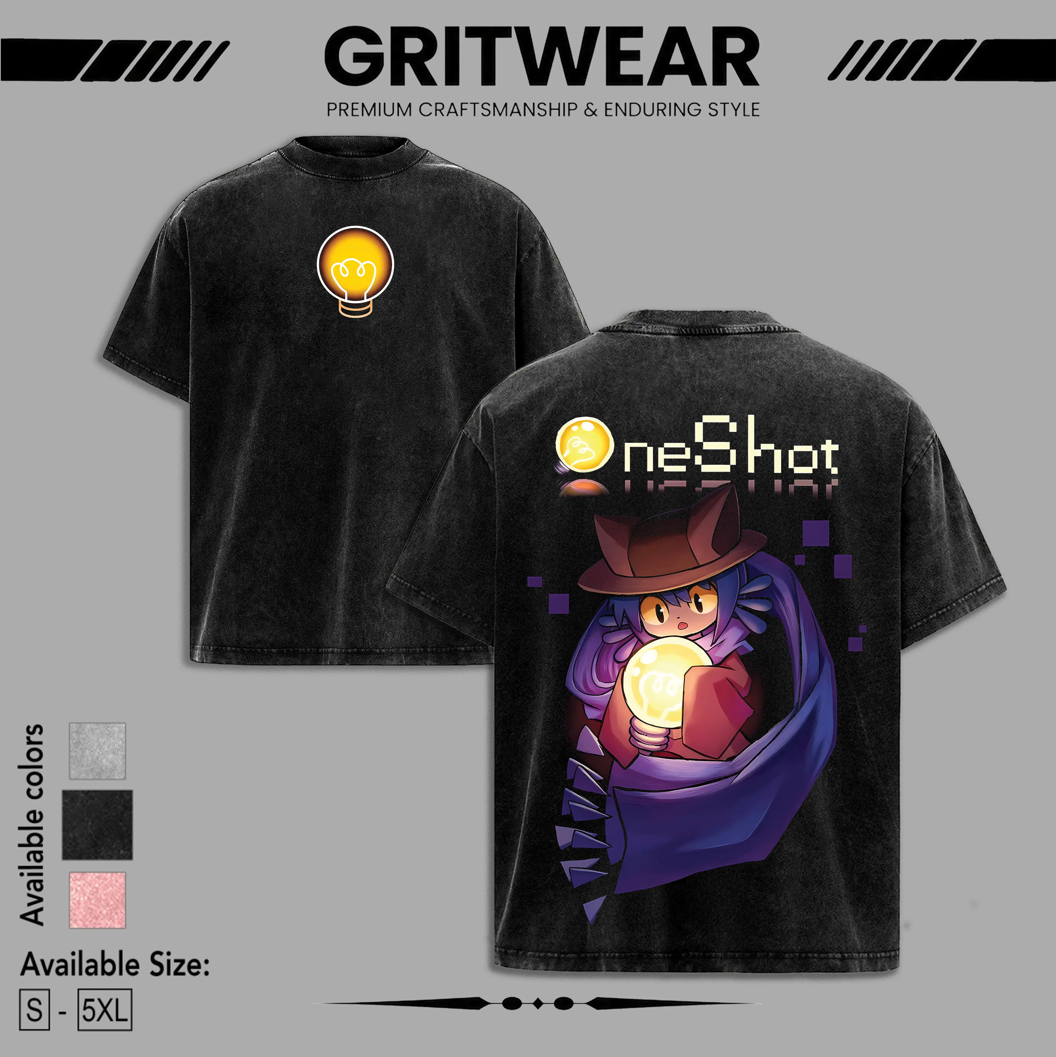 One Shot Game V2 Oversize Washed Cotton Tshirt, Hoodie, Sweatshirt unisex graphic game Menswear streetwear graphic t-shirts, christmas gift idea