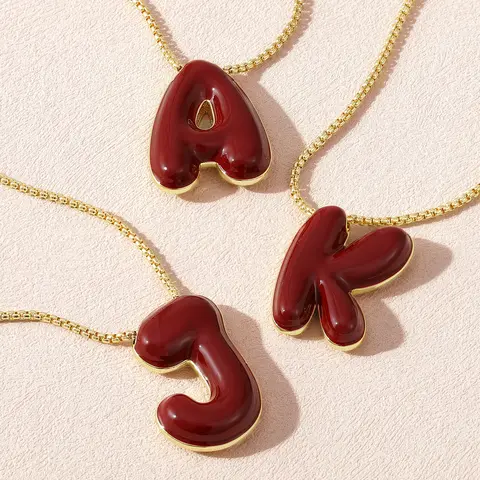 KissYan 3D Bubble Letter Initial Necklace - 14K Gold Plated Enamel Pendant with Adjustable Extension Chain, Dainty Fashion Alphabet Jewelry for Women, Daily Wear & Birthday Gifts, Fashion Alphabet Pendant